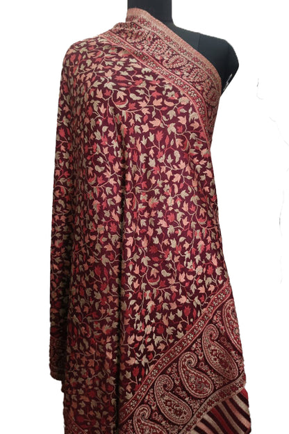 Red & Maroon Kani Shawl – Hand-Woven Kashmiri Elegance