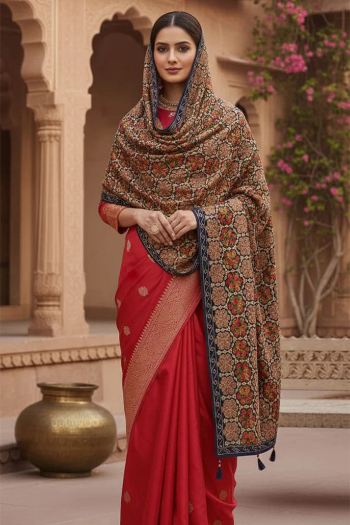 Blue Wedding Shawl – Exquisite Hand-Embroidered Thread Work