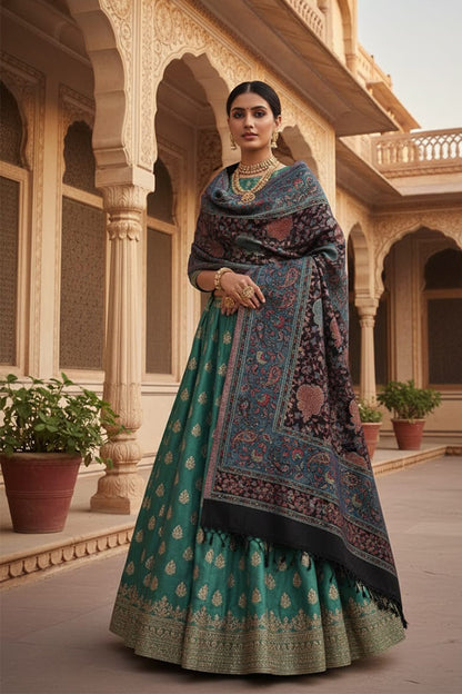 Black & Blue Kani Zari Shawl – Handwoven Kashmiri Luxury
