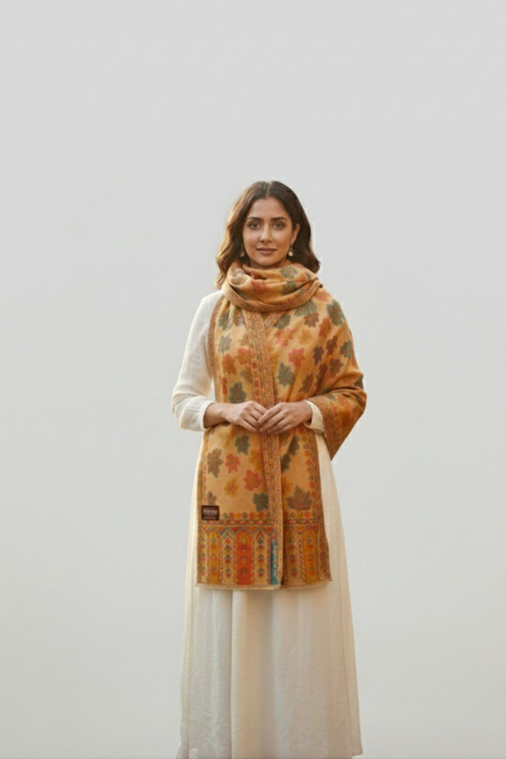 Yellow Chinar Kashmiri Embroidered Shawl – Premium Handcrafted shawl