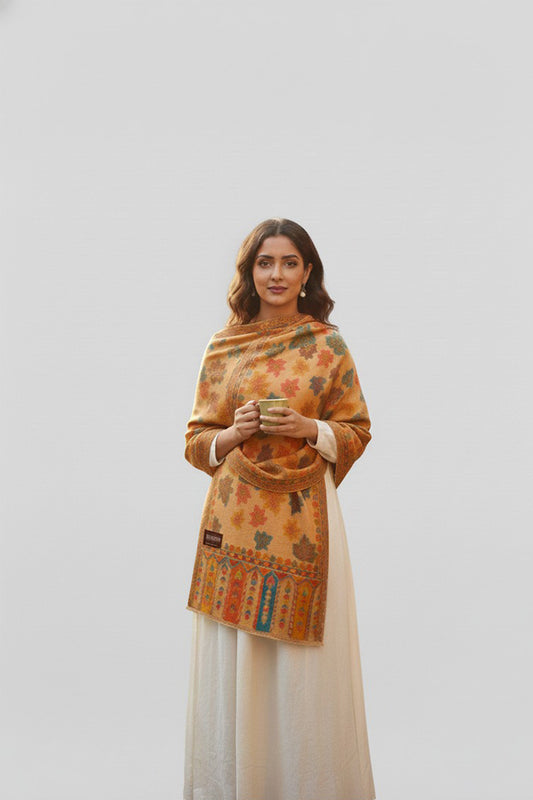 Yellow Chinar Kashmiri Embroidered Shawl – Premium Handcrafted shawl