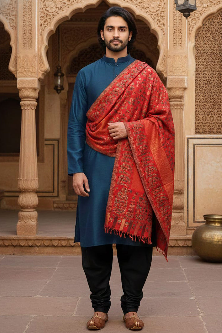 Red Kani Zari Shawl – Luxurious Handwoven Kashmiri Heritage