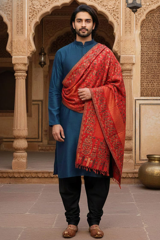 Red Kani Zari Shawl – Luxurious Handwoven Kashmiri Heritage