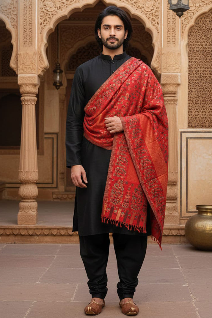 Red Kani Zari Shawl – Luxurious Handwoven Kashmiri Heritage