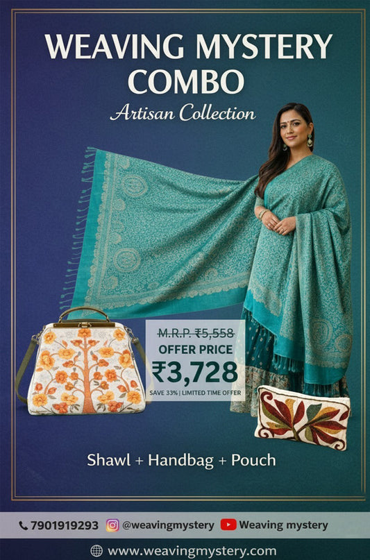 Teal Green Zari Shawl & TRL Bag with Pouch – Lohri Special Combo Offer