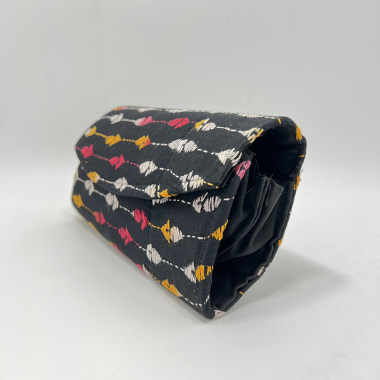 Exclusive Kantha Stich Hand Embroidered Black Clutch Bag from Kolkata