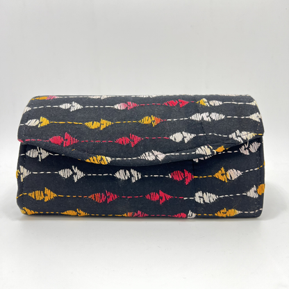 Exclusive Kantha Stich Hand Embroidered Black Clutch Bag from Kolkata