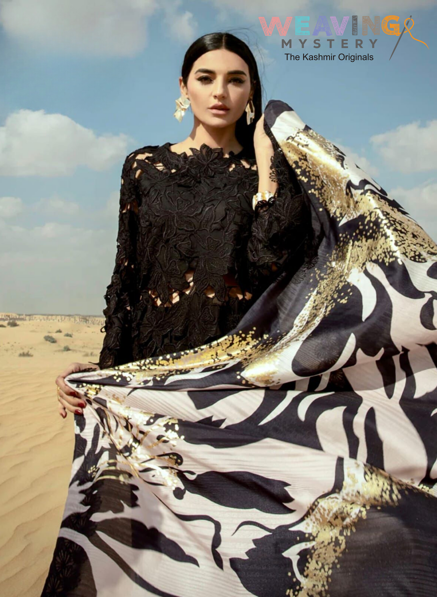 Pakistani Suite the Black Princess With Fancy Dupatta