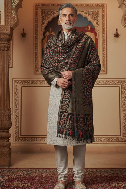 Black Kani Shawl – Luxurious Handwoven Kashmiri Masterpiece
