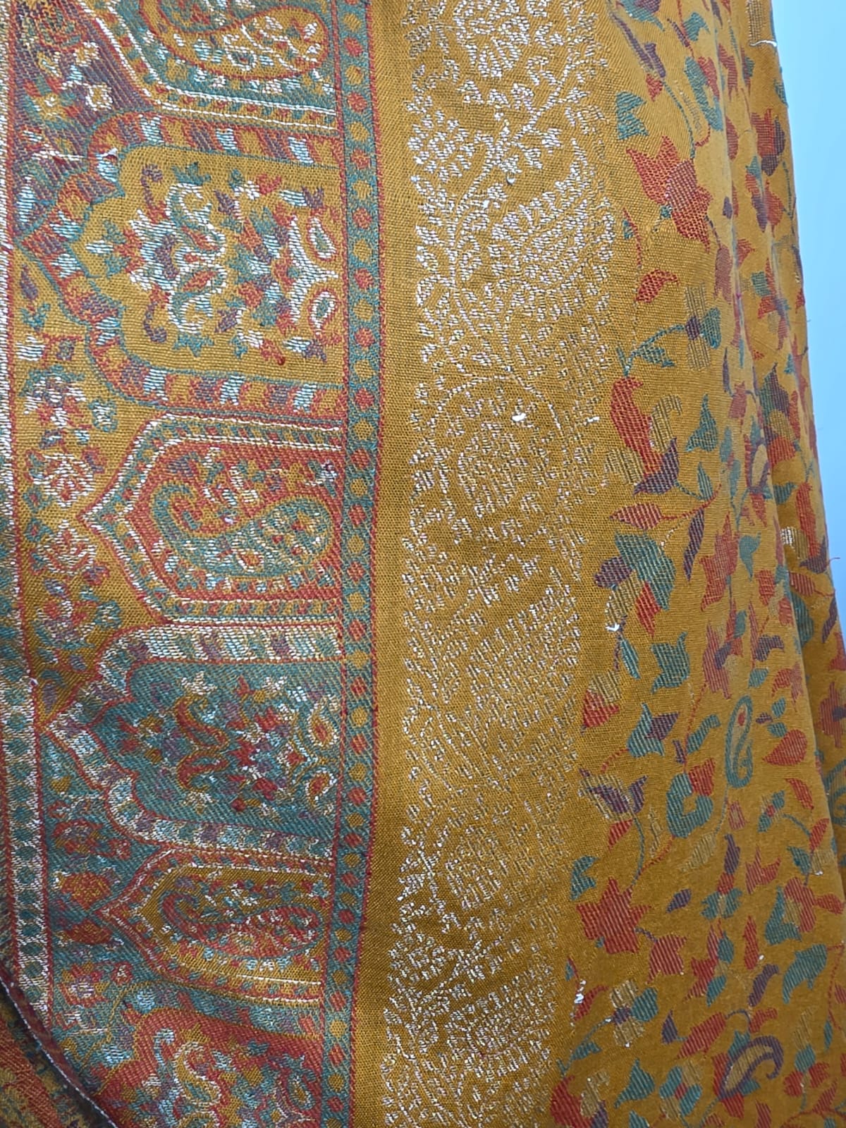 Mustard Kani Zari Shawl – Handwoven Kashmiri Elegance