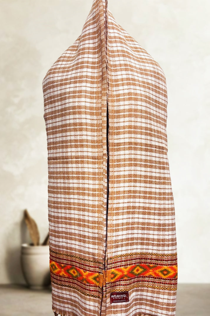Mens Woolen Brown Check Loyi(2.5mtrs) – Soft & Heavy Winter Shawl