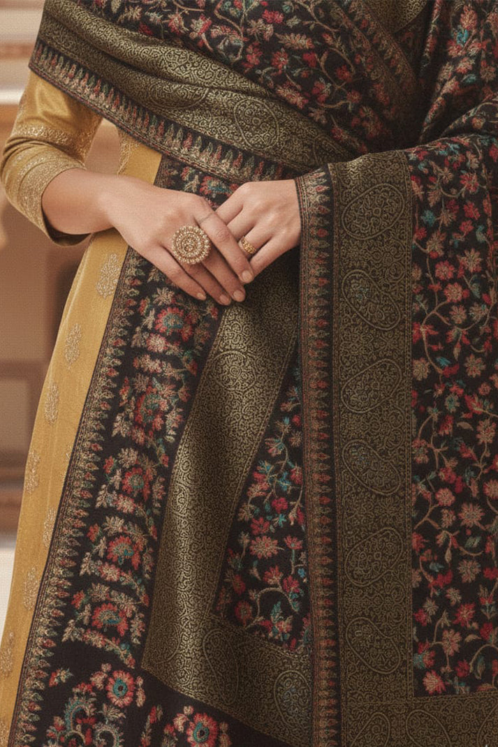 Black Kani Shawl – Luxurious Handwoven Kashmiri Masterpiece