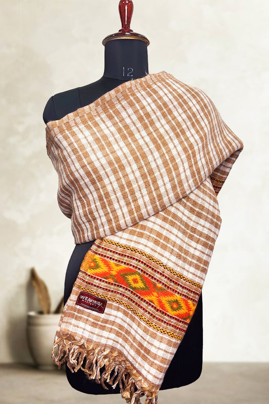 Mens Woolen Brown Check Loyi(2.5mtrs) – Soft & Heavy Winter Shawl