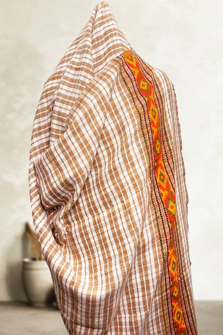 Mens Woolen Brown Check Loyi(2.5mtrs) – Soft & Heavy Winter Shawl