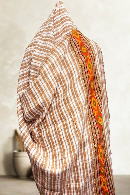 Mens Woolen Brown Check Loyi(2.5mtrs) – Soft & Heavy Winter Shawl