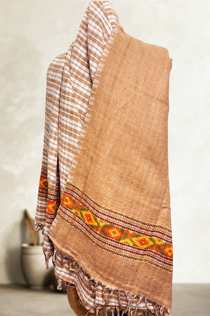 Mens Woolen Brown Check Loyi(2.5mtrs) – Soft & Heavy Winter Shawl