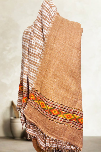 Mens Woolen Brown Check Loyi(2.5mtrs) – Soft & Heavy Winter Shawl