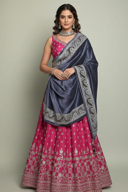 Greyish Wedding Stole – Elegant Swarovski-Embellished Bridal Wrap