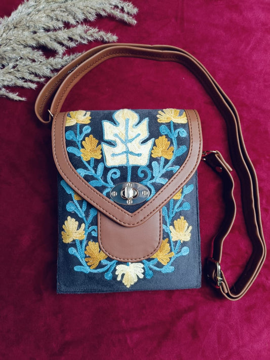 Chirpy Bloom Mobile cum Wallet Sling – Hand-Embroidered Sling with Beautiful, Vibrant Floral Patterns
