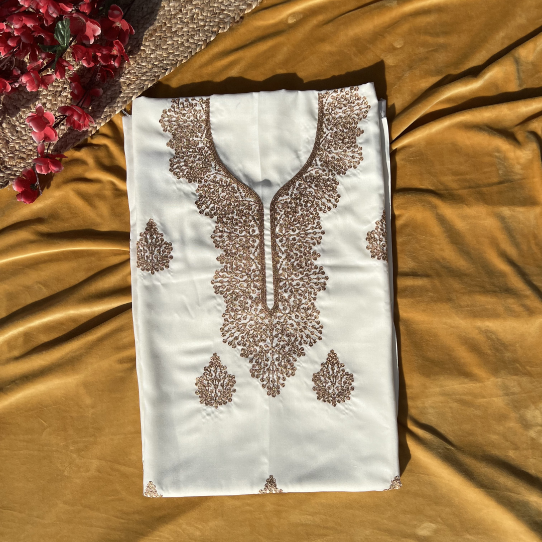 Classic Kashmiri Neck Embroidered Tilla Suit