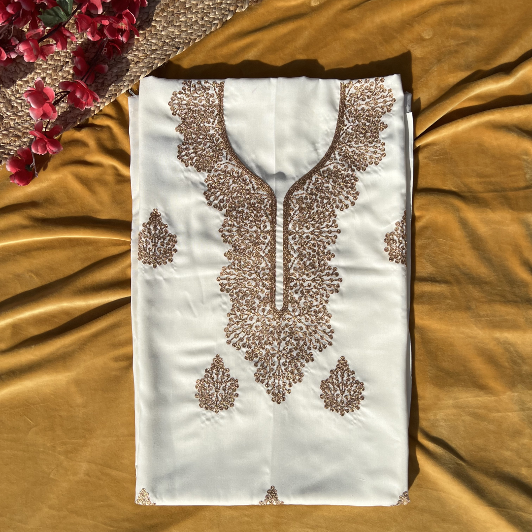 Classic Kashmiri Neck Embroidered Tilla Suit