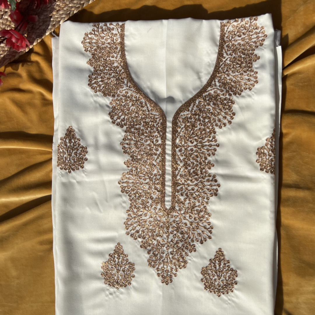 Classic Kashmiri Neck Embroidered Tilla Suit