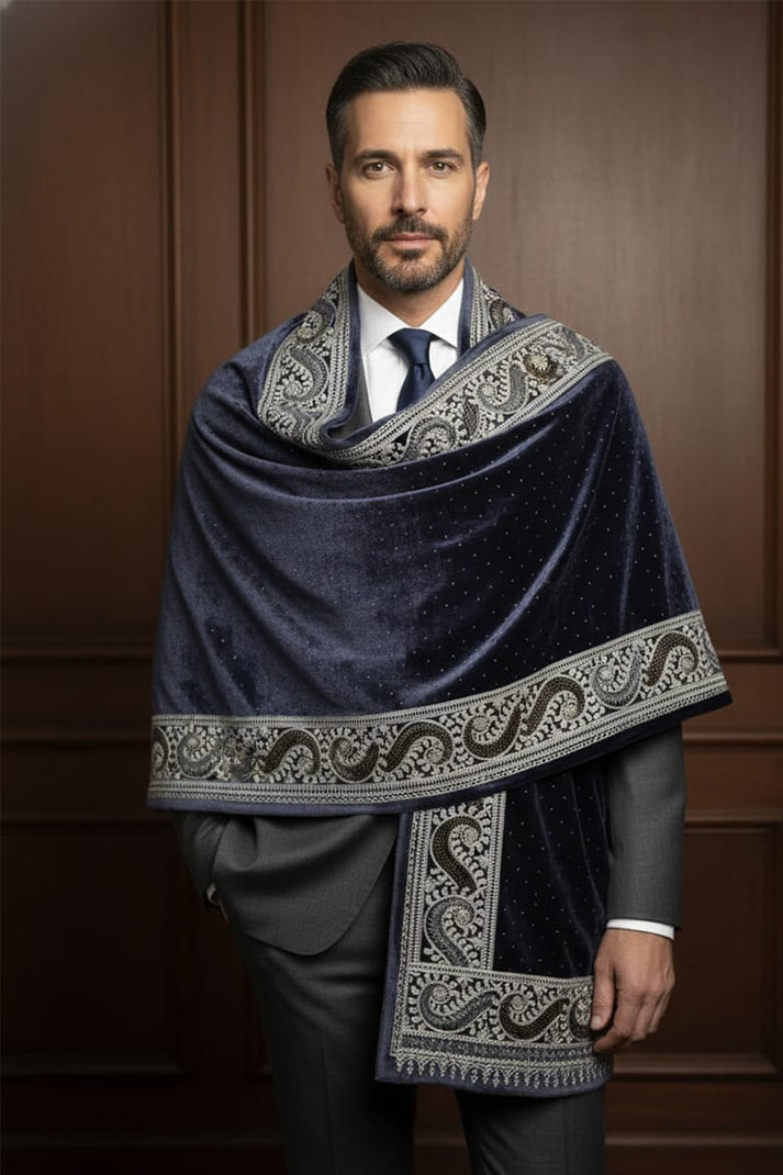 Greyish Wedding Stole – Elegant Swarovski-Embellished Bridal Wrap