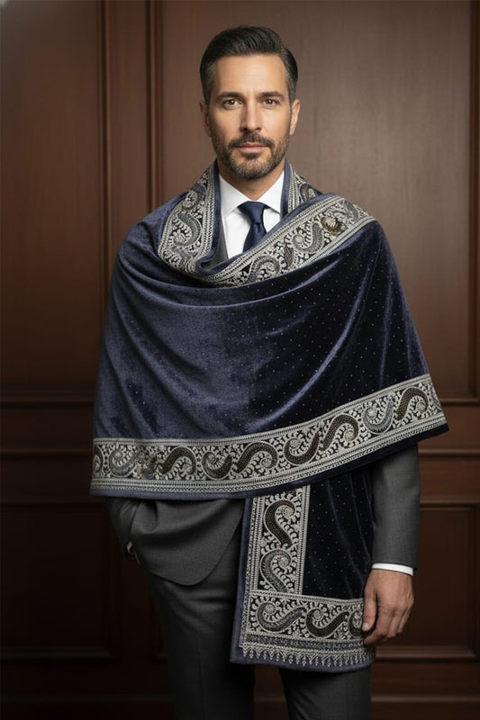 Greyish Wedding Stole – Elegant Swarovski-Embellished Bridal Wrap