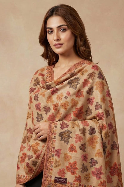 Brown Chinar Kashmiri Shawl – Elegant Hand-Embroidered Heritage Wrap