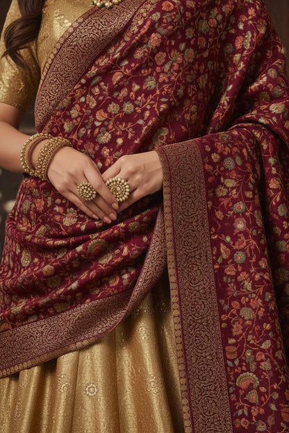 Maroon Kani Zari Shawl – Luxurious Handwoven Kashmiri Masterpiece
