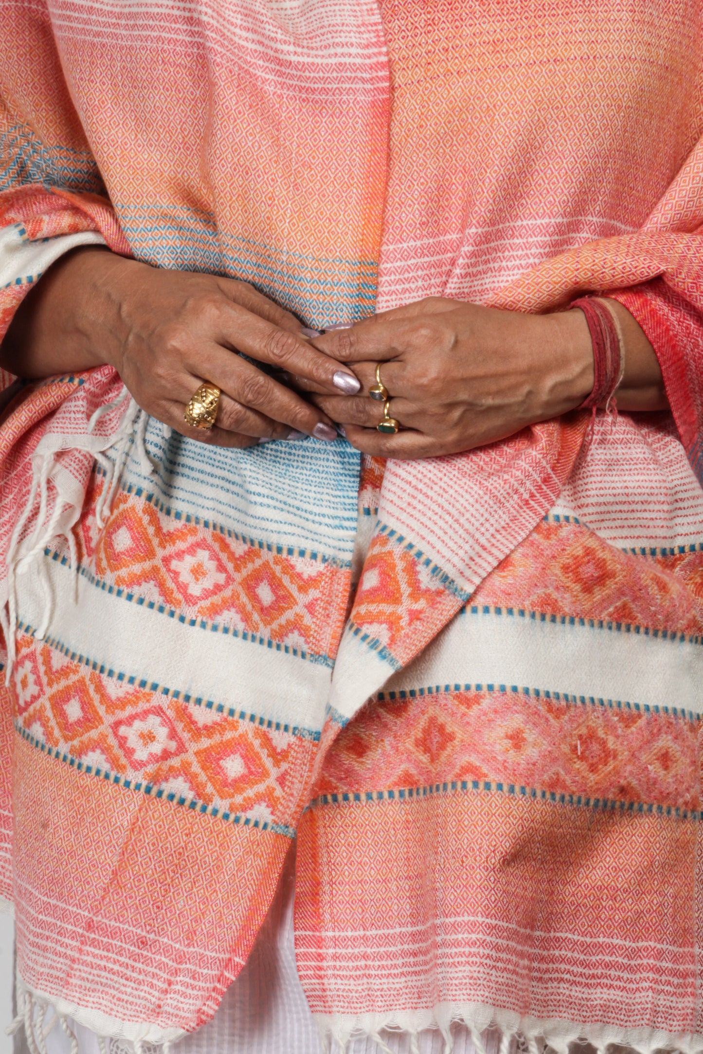 Tibetan Shawl: Handwoven Kashmiri Artistry with Fine Embroidery