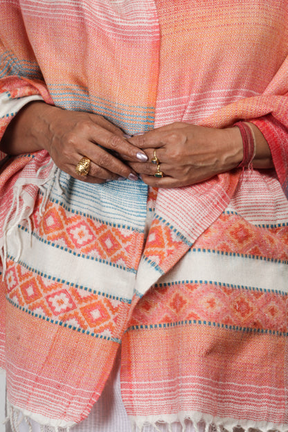 Tibetan Shawl: Handwoven Kashmiri Artistry with Fine Embroidery