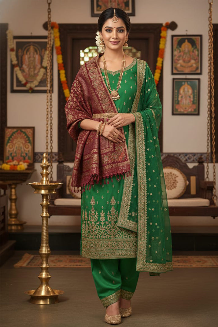 Maroon Kani Zari Shawl – Luxurious Handwoven Kashmiri Masterpiece