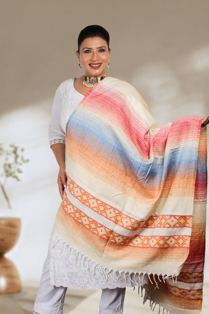 Tibetan Shawl: Exquisite Hand-Embroidered Kashmiri Wool