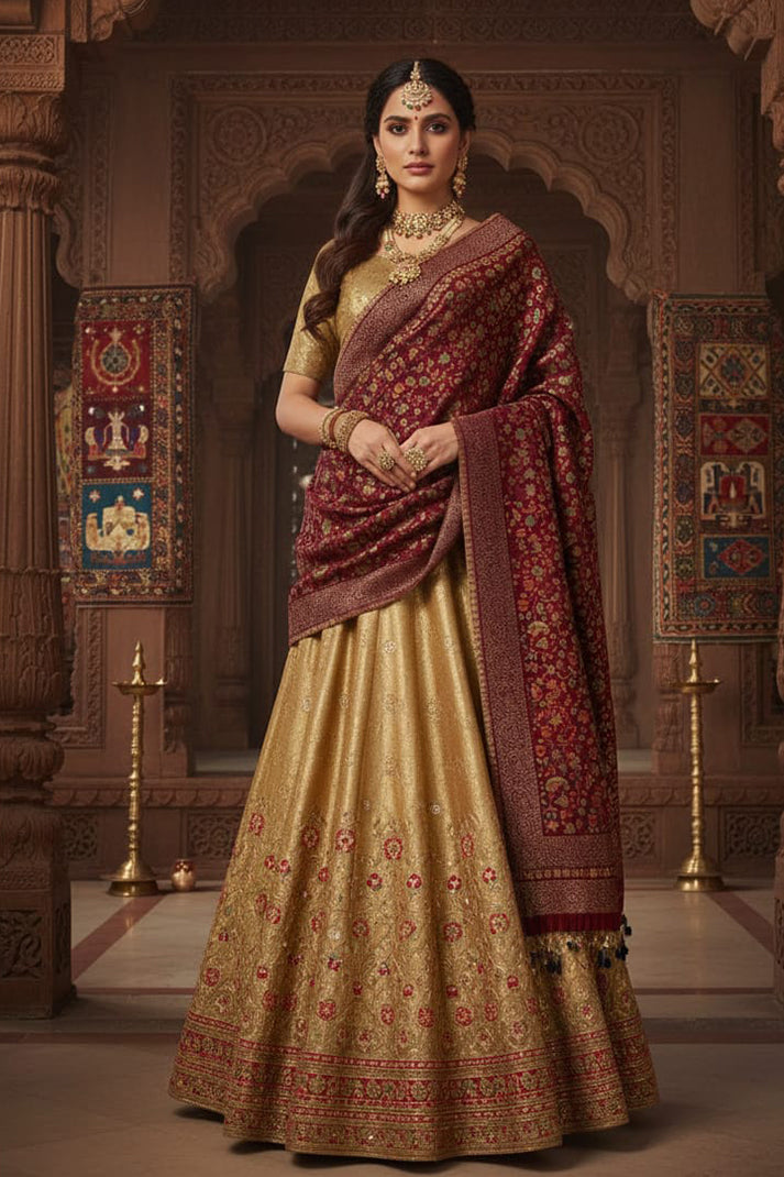 Maroon Kani Zari Shawl – Luxurious Handwoven Kashmiri Masterpiece