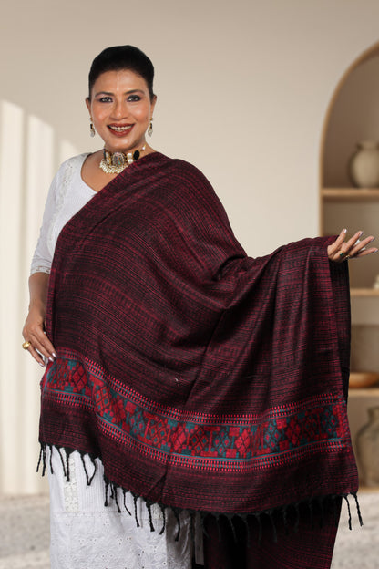 Tibetan Shawl – Hand-Embroidered with Beautiful Tibetan Patterns, A Perfect Cultural Fashion Statement