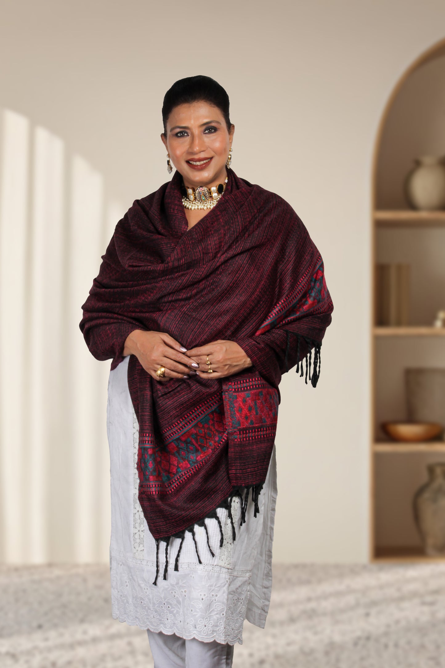 Tibetan Shawl – Hand-Embroidered with Beautiful Tibetan Patterns, A Perfect Cultural Fashion Statement