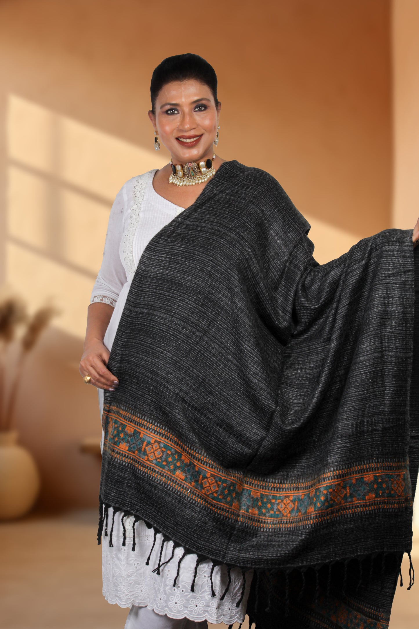 Tibetan Shawl – Exquisite Hand-Embroidered Shawl with Rich Tibetan Artistry and Traditional Designs