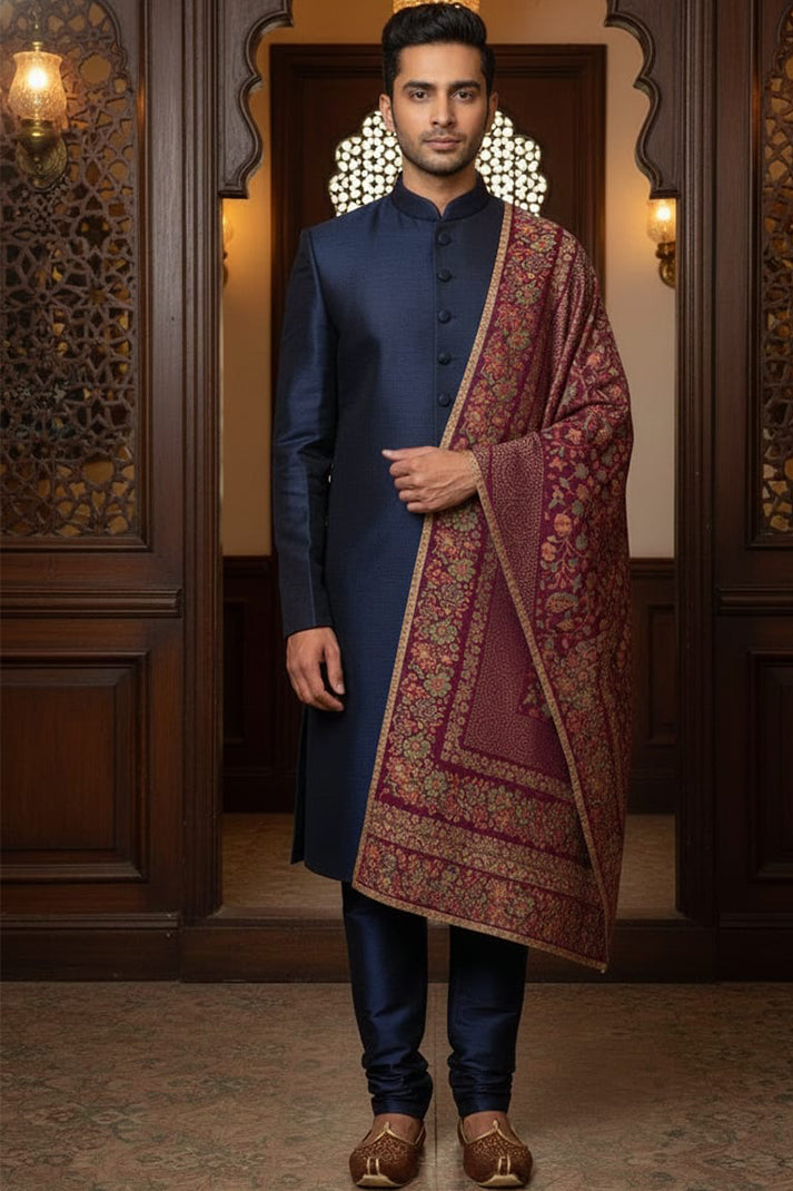 Maroon Kani Zari Shawl – Luxurious Handwoven Kashmiri Masterpiece
