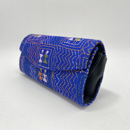 Exclusive Kantha Stich Hand Embroidered Blue Clutch Bag from Kolkata