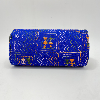 Exclusive Kantha Stich Hand Embroidered Blue Clutch Bag from Kolkata