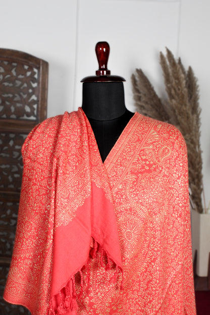 Kashmiri Zari Woolen Shawl Embroidered Pashmina