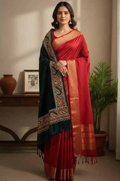 Bottle Green Velvet Stole – Luxurious Hand-Embroidered Silk Thread & Swarovski Work