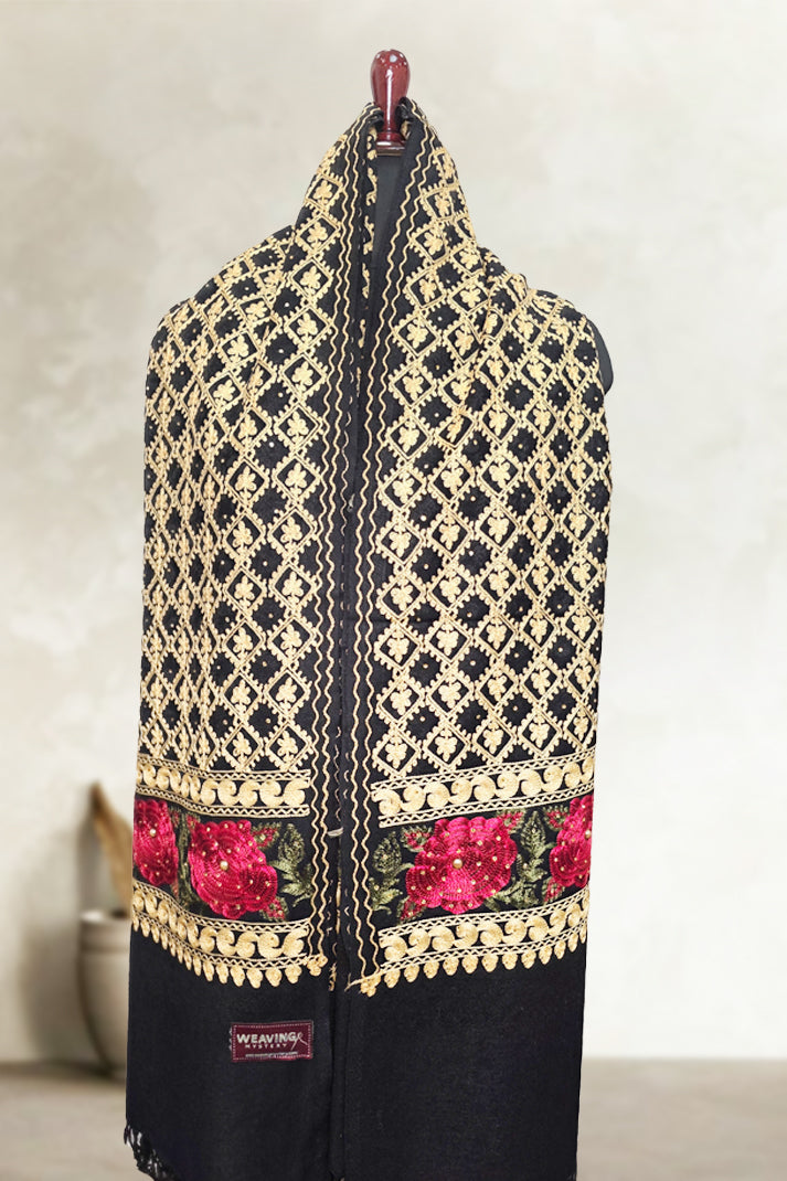 Black Wedding Shawl – Elegant Hand-Embroidered Bridal Wrap (Soft & Cozy)