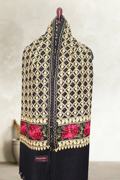 Black Wedding Shawl – Elegant Hand-Embroidered Bridal Wrap (Soft & Cozy)