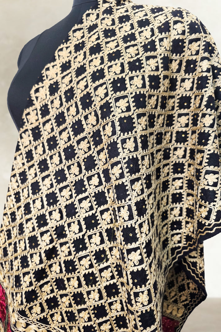 Black Wedding Shawl – Elegant Hand-Embroidered Bridal Wrap (Soft & Cozy)