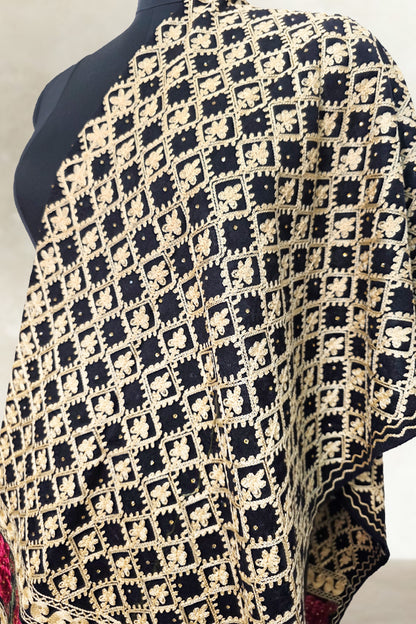 Black Wedding Shawl – Elegant Hand-Embroidered Bridal Wrap (Soft & Cozy)