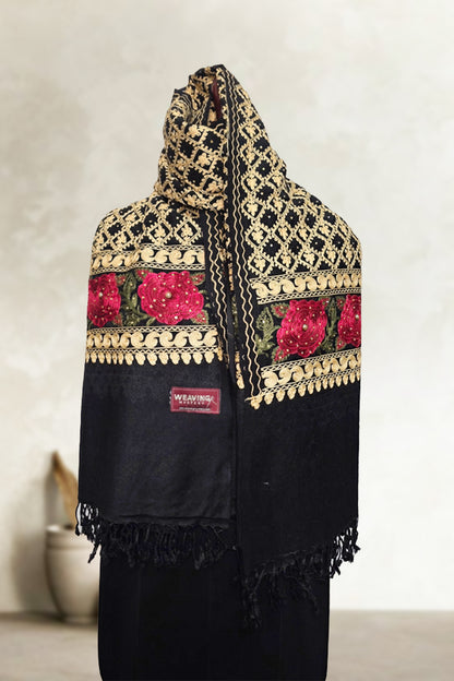 Black Wedding Shawl – Elegant Hand-Embroidered Bridal Wrap (Soft & Cozy)