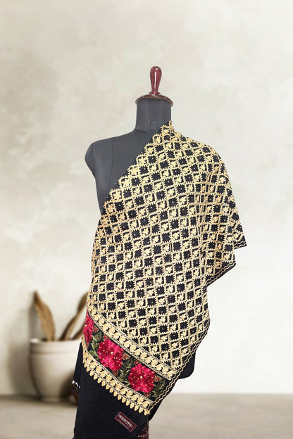 Black Wedding Shawl – Elegant Hand-Embroidered Bridal Wrap (Soft & Cozy)