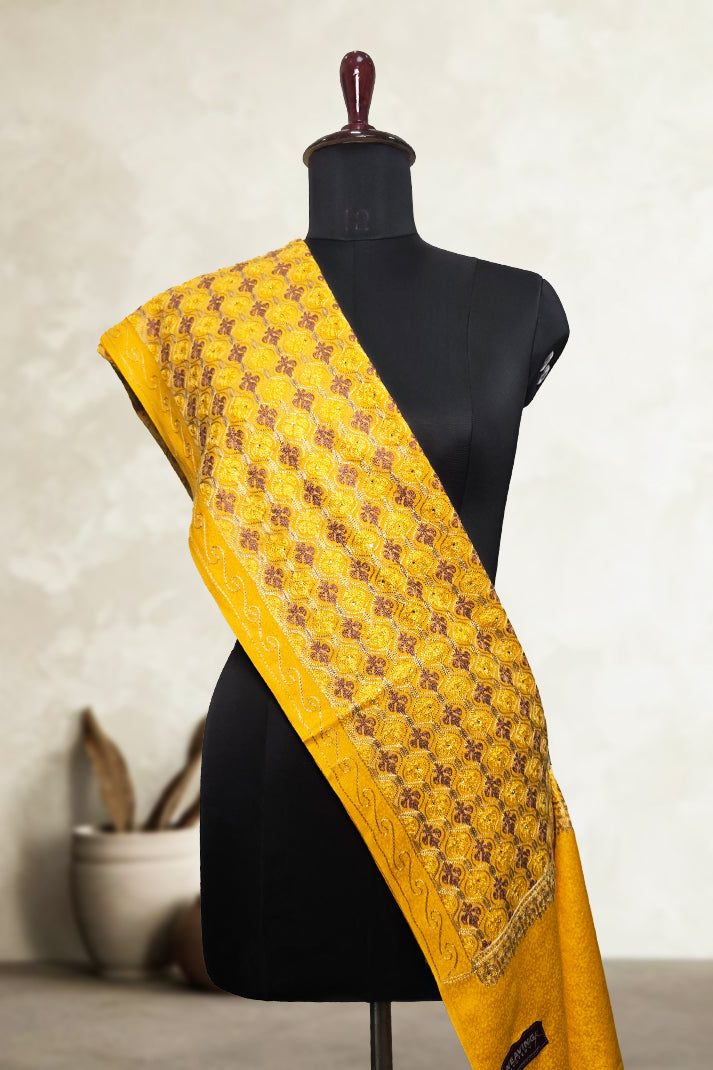Yellow Wedding Shawl – Elegant Hand-Embroidered Bridal Wrap | Soft & Premium